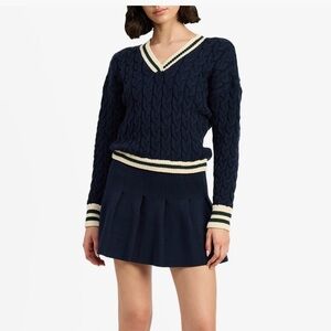 Blue and White Mini Skater Skirt